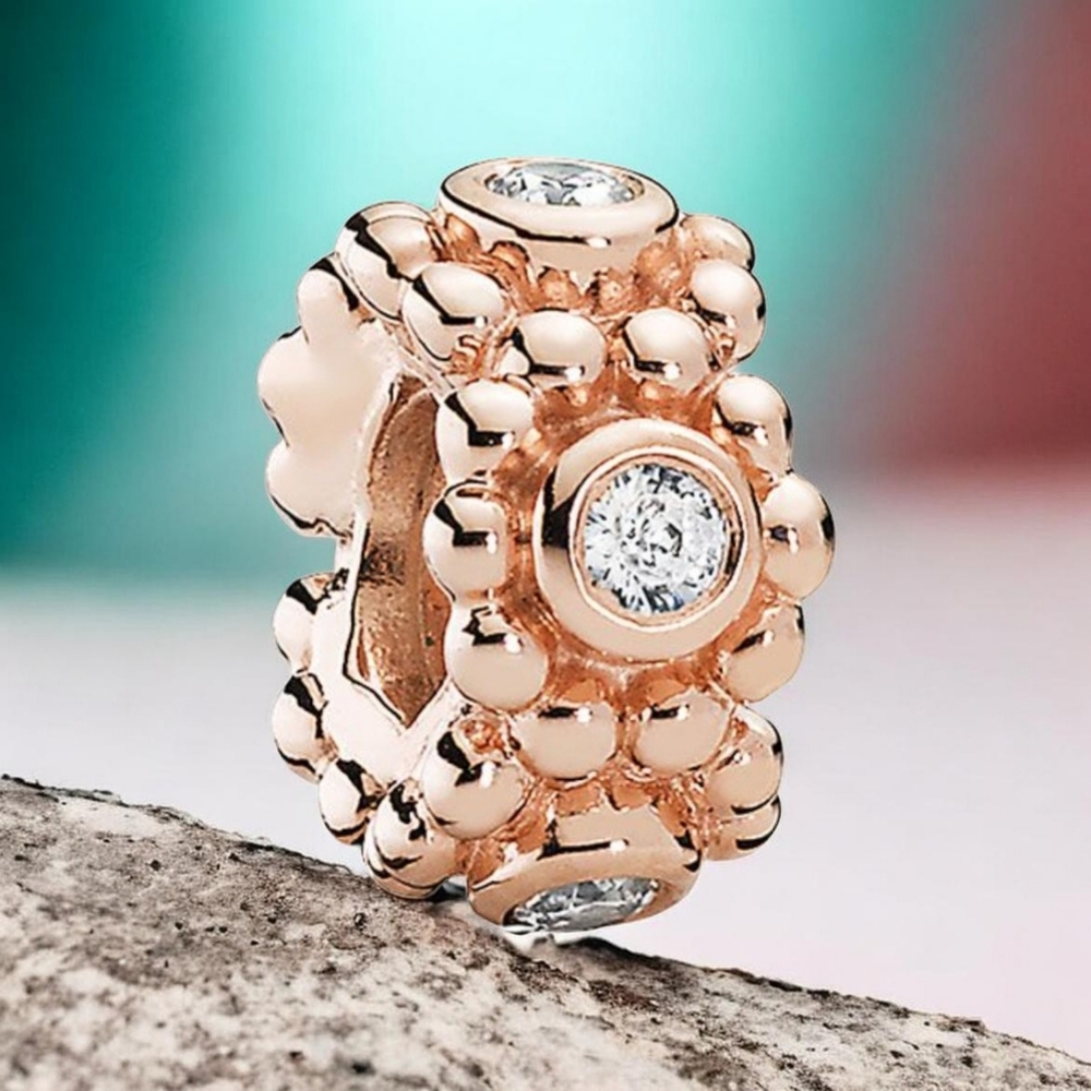 PANDORA Rose™️ Gold Plated Her Majesty Spacer Charm With Clear CZ Retired